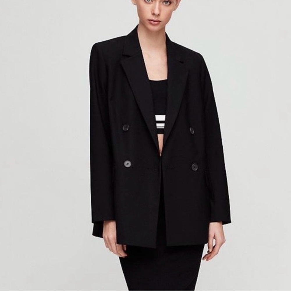 Babaton Leonard Black Double-Breasted 95% wool Blazer size 6